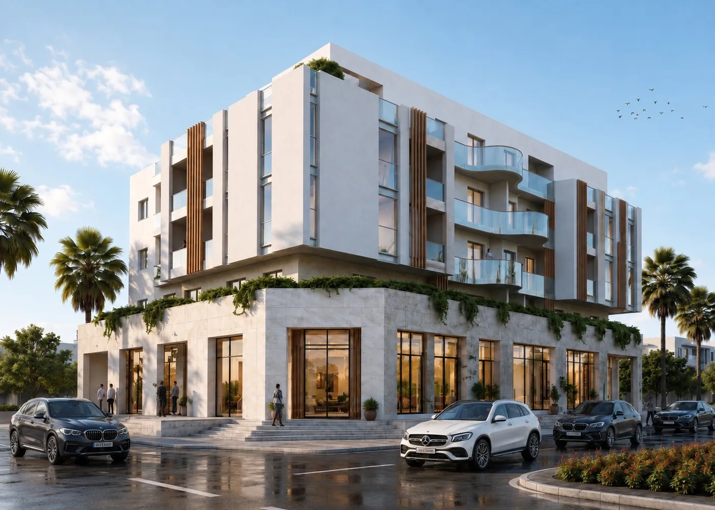 Balcons fluides et végétation intégrée